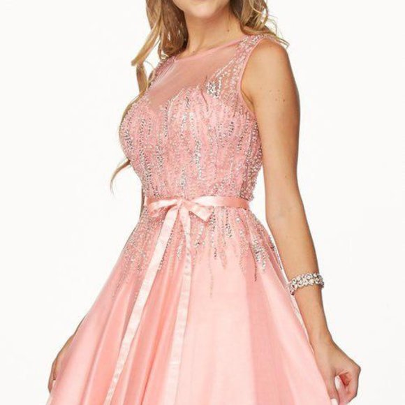 Illusion Neck A-Line Shape Prom Dress JT776